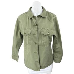 Levi's Women's Army Green Button Down Long Sleeve Pockets Shirt Jacket Top Sz S